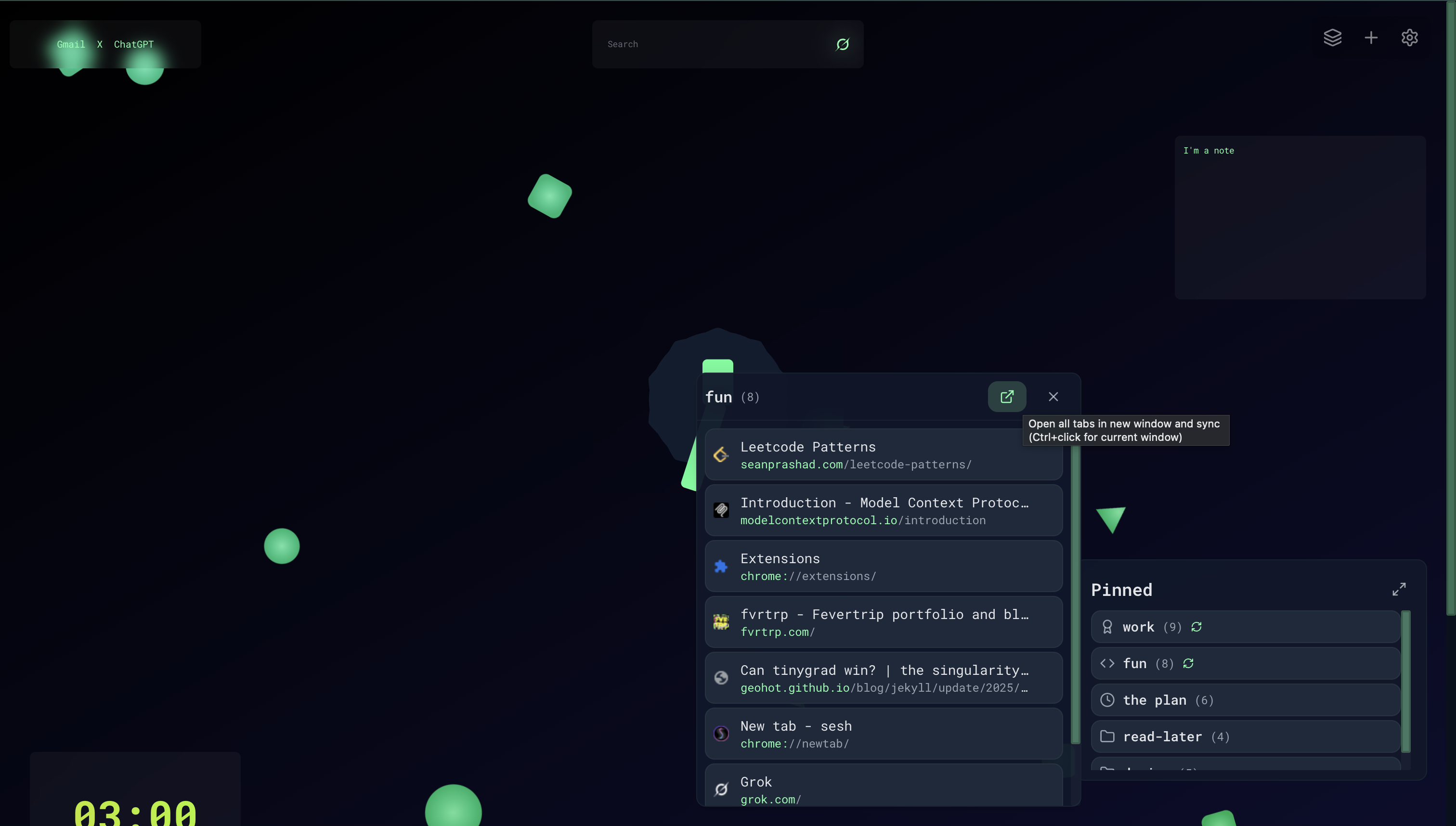 Pinned Bookmarks Access